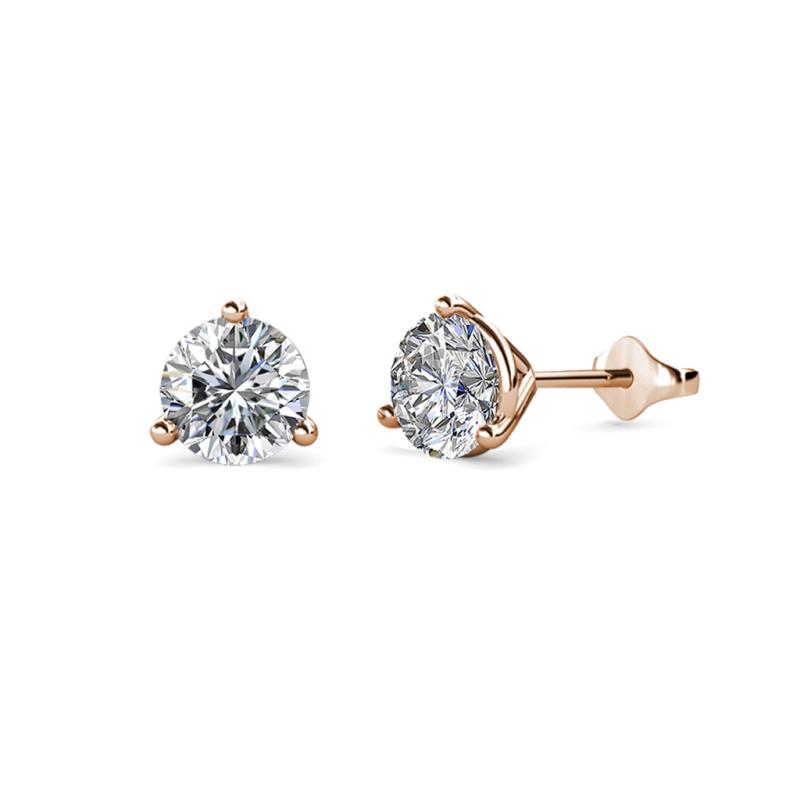 Pema 0.44 ctw (4.00 mm) Round Moissanite Three Prong Martini Solitaire Stud Earrings 
