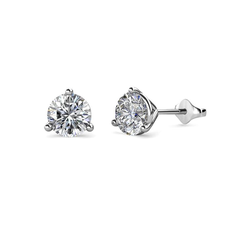 Pema 0.58 ctw (4.50 mm) Round Moissanite Three Prong Martini Solitaire Stud Earrings 