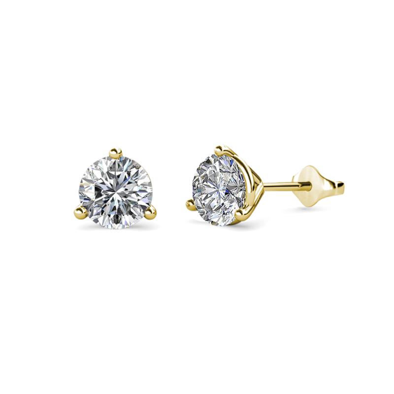 Pema 0.58 ctw (4.50 mm) Round Moissanite Three Prong Martini Solitaire Stud Earrings 