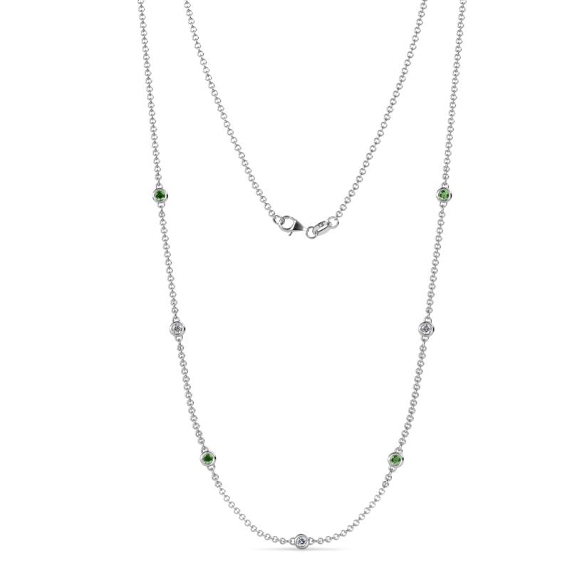 Salina (7 Stn/2.6mm) Green Garnet and Diamond on Cable Necklace 