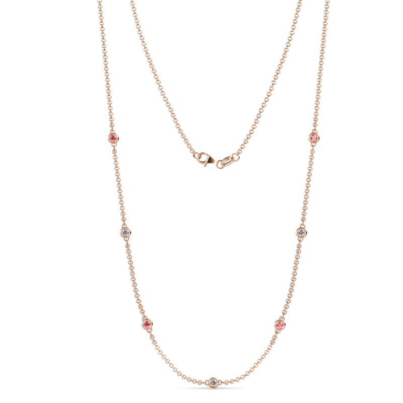 Salina (7 Stn/2.6mm) Pink Tourmaline and Diamond on Cable Necklace 