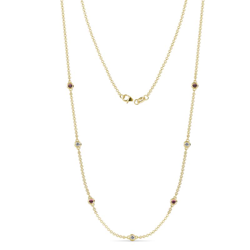 Salina (7 Stn/2.6mm) Rhodolite Garnet and Diamond on Cable Necklace 