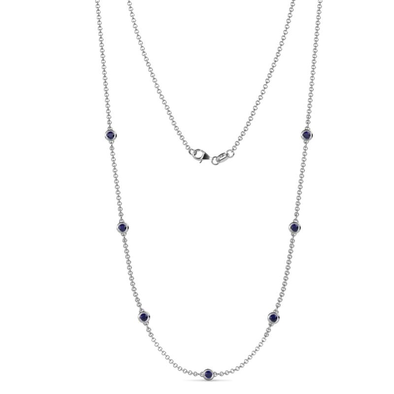 Salina (7 Stn/3mm) Blue Sapphire on Cable Necklace 