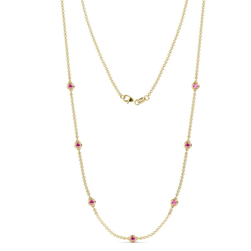 Salina (7 Stn/3mm) Pink Sapphire on Cable Necklace 