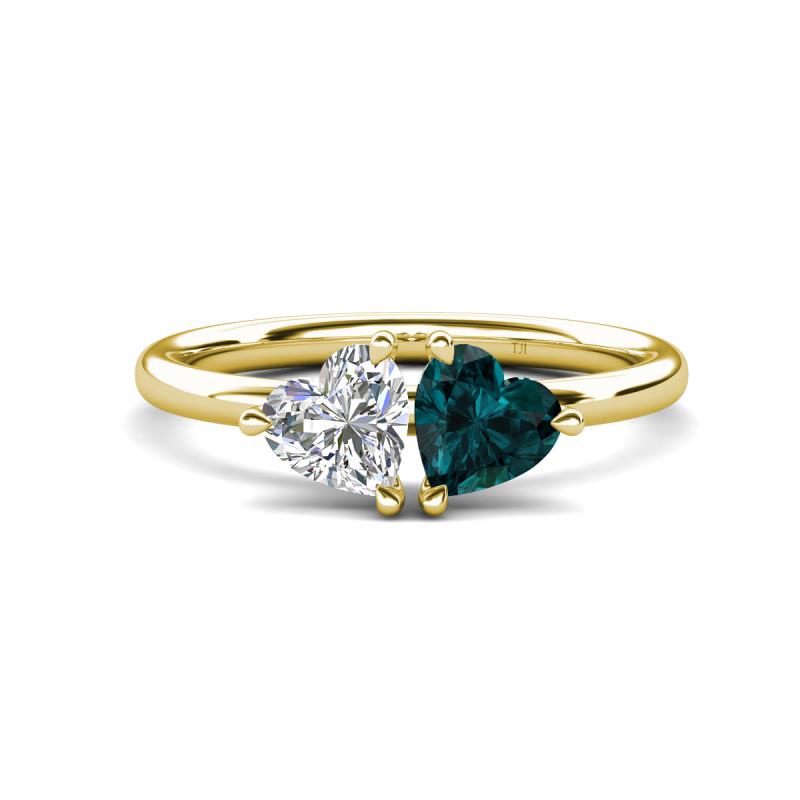 Francesca 1.85 ctw Heart Shape (6.00 mm) IGI Certified Lab Grown Diamond & London Blue Topaz Toi Et Moi Engagement Ring 