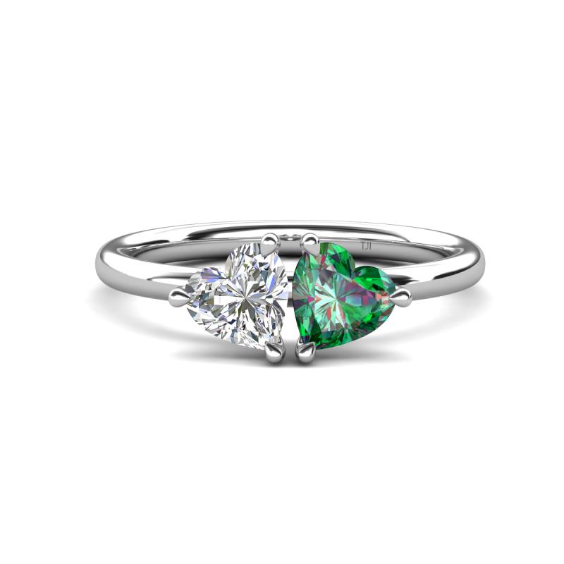 Francesca 1.60 ctw Heart Shape (6.00 mm) IGI Certified Lab Grown Diamond & Lab Created Alexandrite Toi Et Moi Engagement Ring 