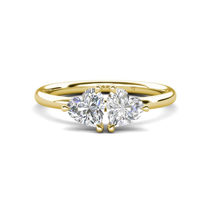Francesca 1.75 ctw Heart Shape (6.00 mm) IGI Certified Lab Grown Diamond & Lab Created White Sapphire Toi Et Moi Engagement Ring 