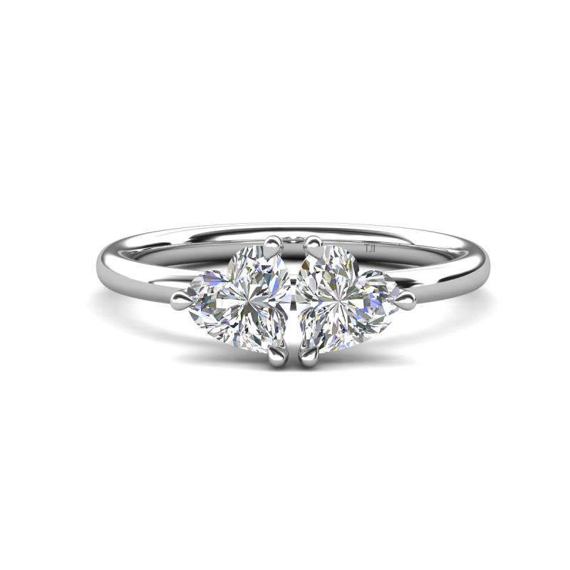 Francesca 1.55 ctw Heart Shape (6.00 mm) GIA Certified Natural Diamond & Moissanite Toi Et Moi Engagement Ring 