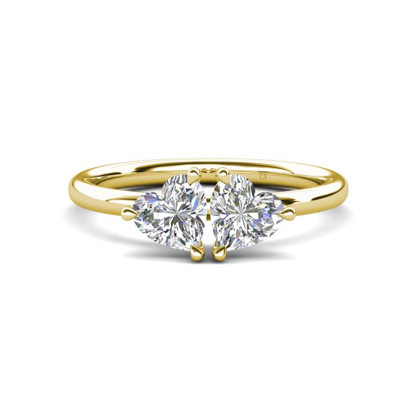 Francesca 1.55 ctw Heart Shape (6.00 mm) GIA Certified Natural Diamond & Moissanite Toi Et Moi Engagement Ring 