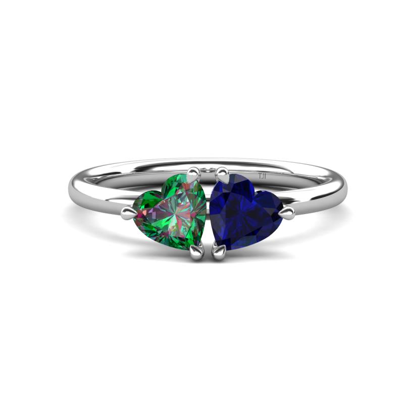 Francesca 1.65 ctw Heart Shape (6.00 mm) Lab Created Alexandrite & Lab Created Blue Sapphire Toi Et Moi Engagement Ring 