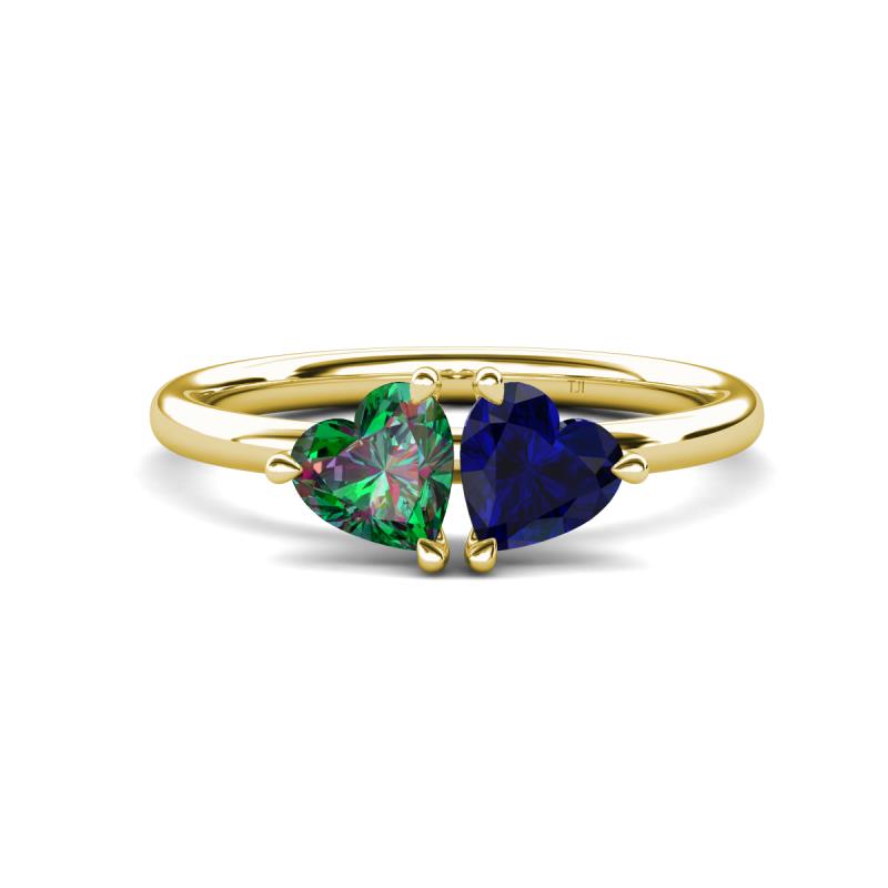 Francesca 1.65 ctw Heart Shape (6.00 mm) Lab Created Alexandrite & Lab Created Blue Sapphire Toi Et Moi Engagement Ring 