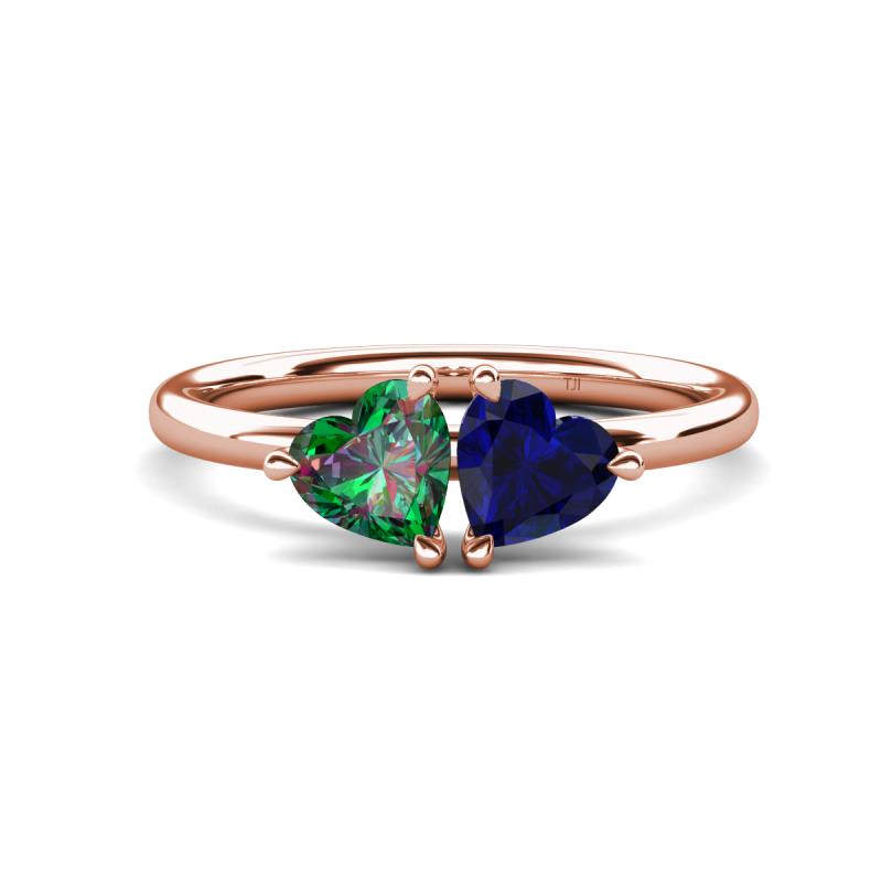 Francesca 1.65 ctw Heart Shape (6.00 mm) Lab Created Alexandrite & Lab Created Blue Sapphire Toi Et Moi Engagement Ring 