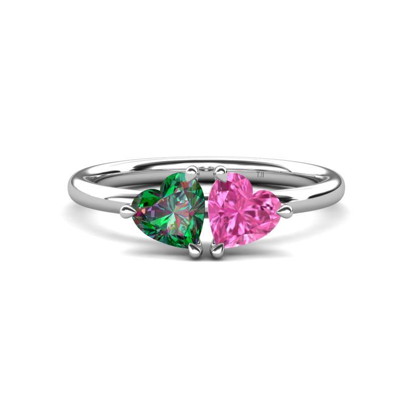 Francesca 1.65 ctw Heart Shape (6.00 mm) Lab Created Alexandrite & Lab Created Pink Sapphire Toi Et Moi Engagement Ring 
