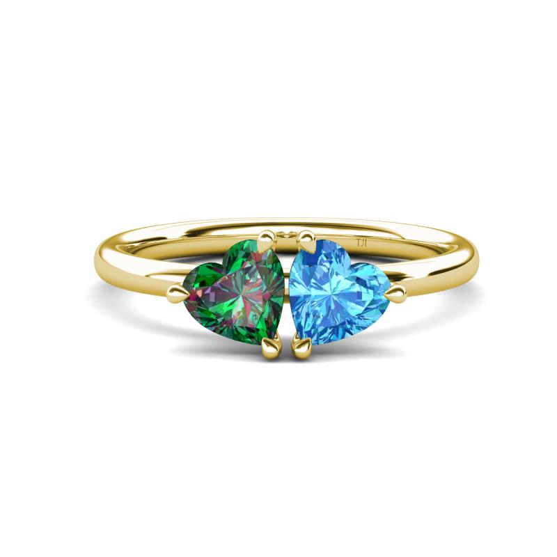 Francesca 1.75 ctw Heart Shape (6.00 mm) Lab Created Alexandrite & Blue Topaz Toi Et Moi Engagement Ring 