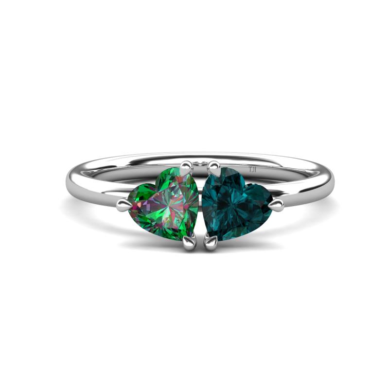 Francesca 1.75 ctw Heart Shape (6.00 mm) Lab Created Alexandrite & London Blue Topaz Toi Et Moi Engagement Ring 