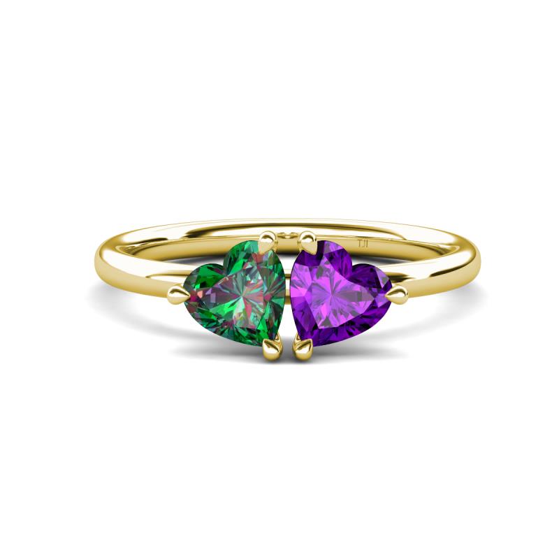 Francesca 1.43 ctw Heart Shape (6.00 mm) Lab Created Alexandrite & Amethyst Toi Et Moi Engagement Ring 