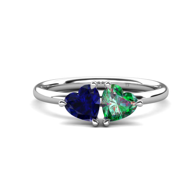 Francesca 1.65 ctw Heart Shape (6.00 mm) Lab Created Blue Sapphire & Lab Created Alexandrite Toi Et Moi Engagement Ring 