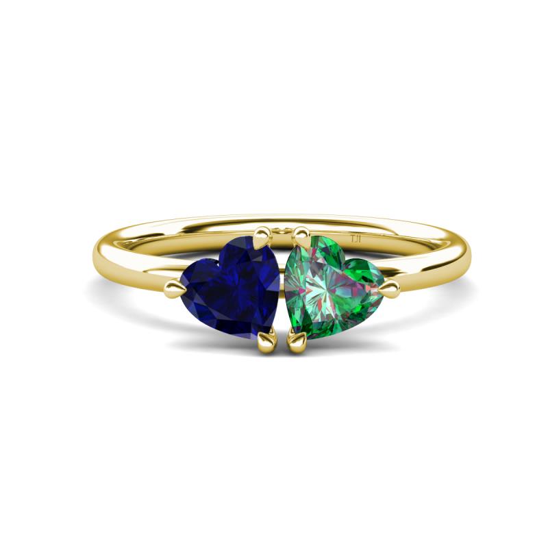 Francesca 1.65 ctw Heart Shape (6.00 mm) Lab Created Blue Sapphire & Lab Created Alexandrite Toi Et Moi Engagement Ring 