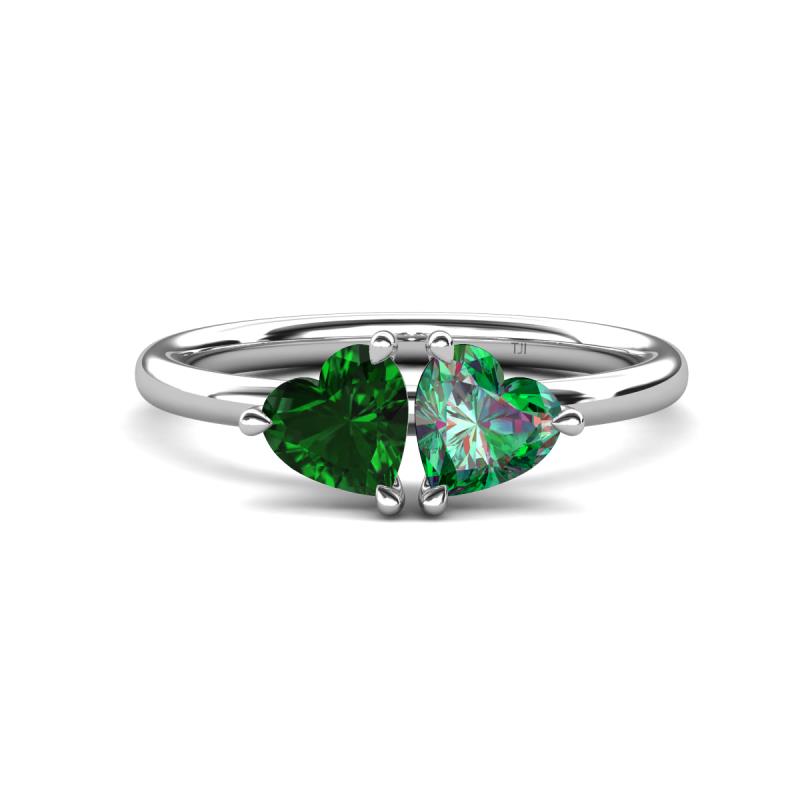 Francesca 1.50 ctw Heart Shape (6.00 mm) Lab Created Emerald & Lab Created Alexandrite Toi Et Moi Engagement Ring 
