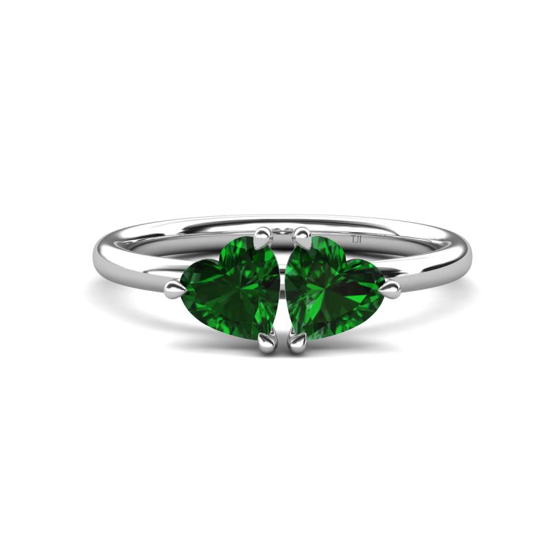 Francesca 1.50 ctw Heart Shape (6.00 mm) Lab Created Emerald Toi Et Moi Engagement Ring 