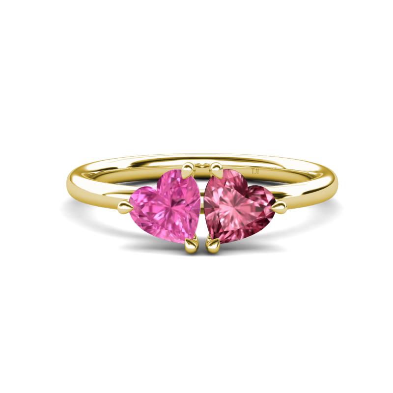 Francesca 1.70 ctw Heart Shape (6.00 mm) Lab Created Pink Sapphire & Pink Tourmaline Toi Et Moi Engagement Ring 