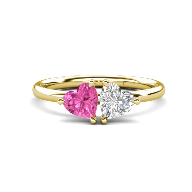 Francesca 1.80 ctw Heart Shape (6.00 mm) Lab Created Pink Sapphire & Lab Created White Sapphire Toi Et Moi Engagement Ring 