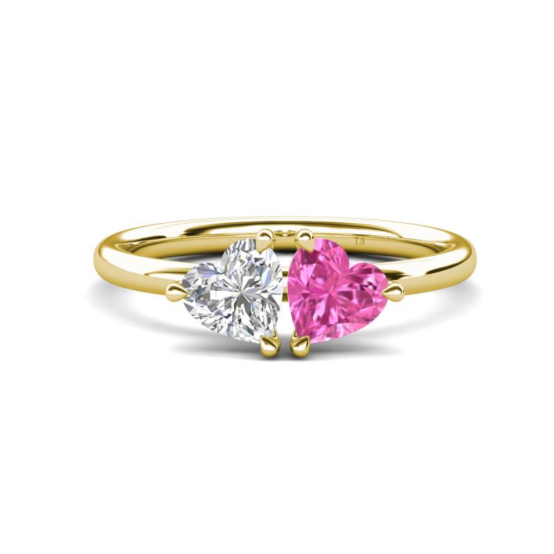 Francesca 1.80 ctw Heart Shape (6.00 mm) Lab Created White Sapphire & Lab Created Pink Sapphire Toi Et Moi Engagement Ring 