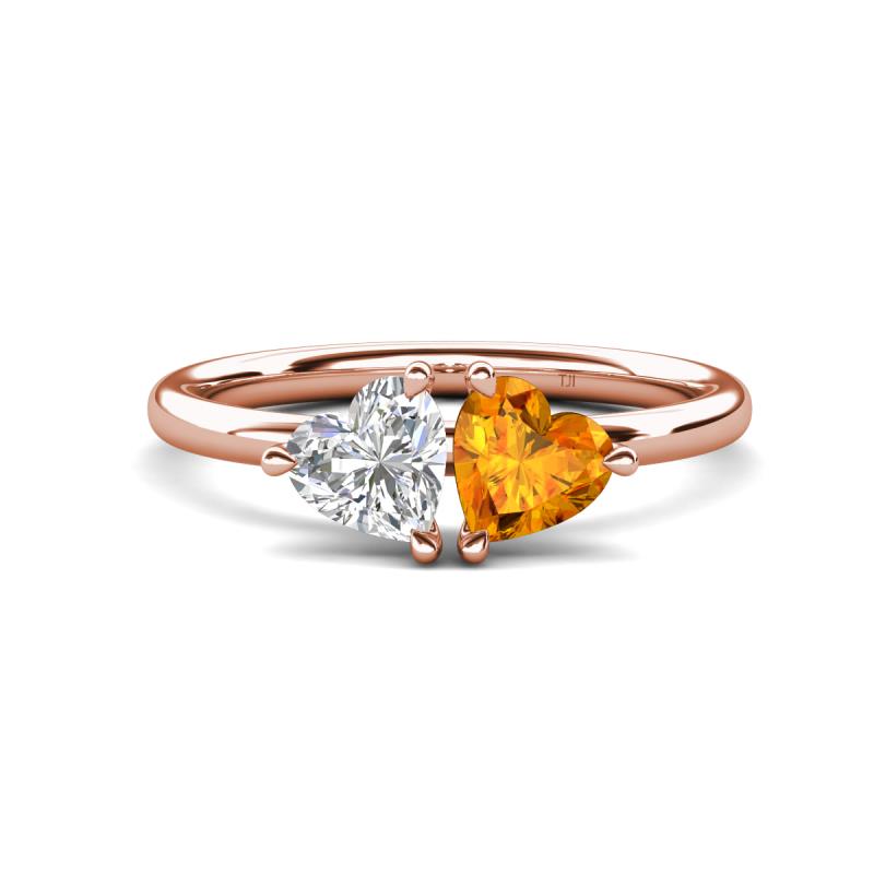 Francesca 1.58 ctw Heart Shape (6.00 mm) Lab Created White Sapphire & Citrine Toi Et Moi Engagement Ring 