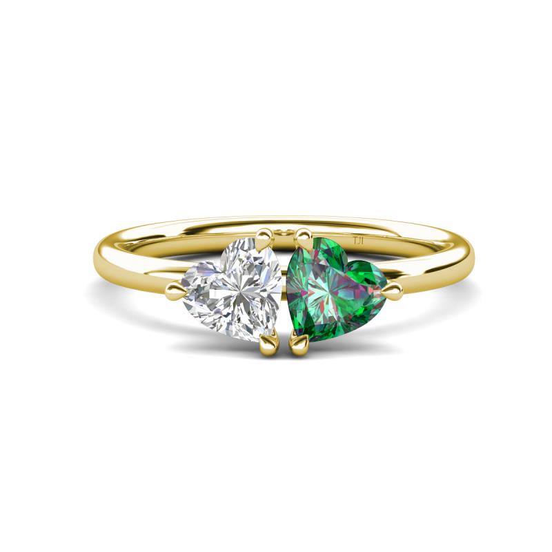 Francesca 1.65 ctw Heart Shape (6.00 mm) Lab Created White Sapphire & Lab Created Alexandrite Toi Et Moi Engagement Ring 