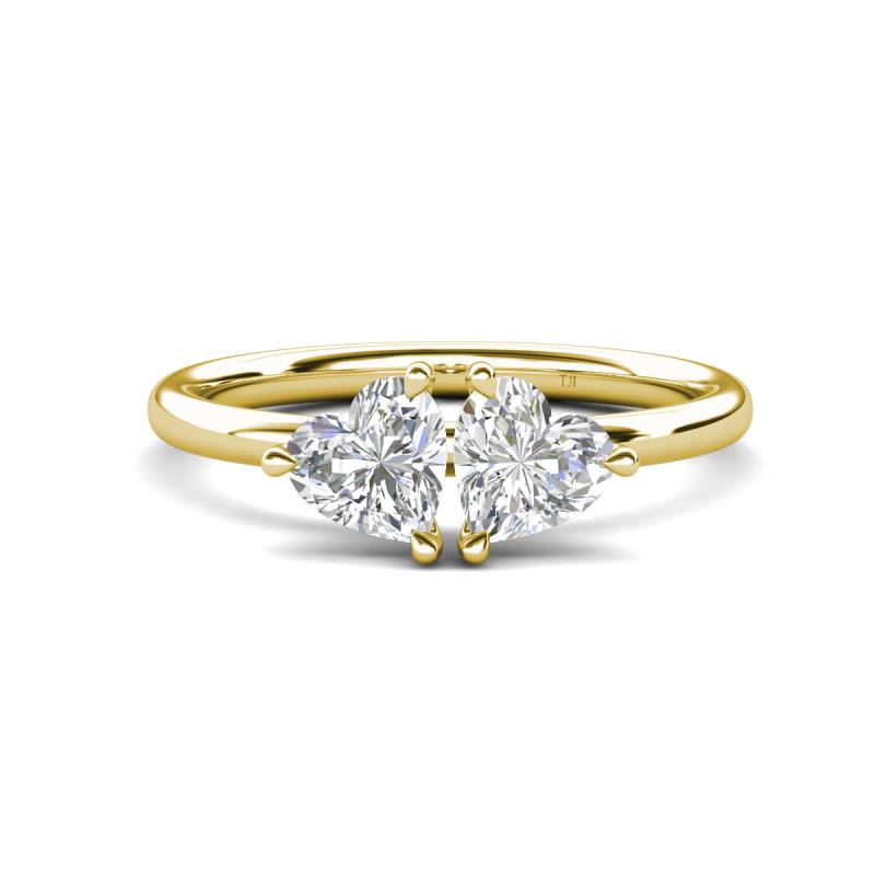 Francesca 1.80 ctw Heart Shape (6.00 mm) Lab Created White Sapphire Toi Et Moi Engagement Ring 