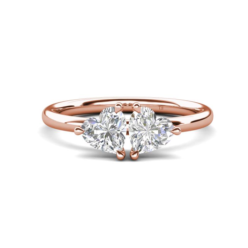 Francesca 1.80 ctw Heart Shape (6.00 mm) Lab Created White Sapphire Toi Et Moi Engagement Ring 