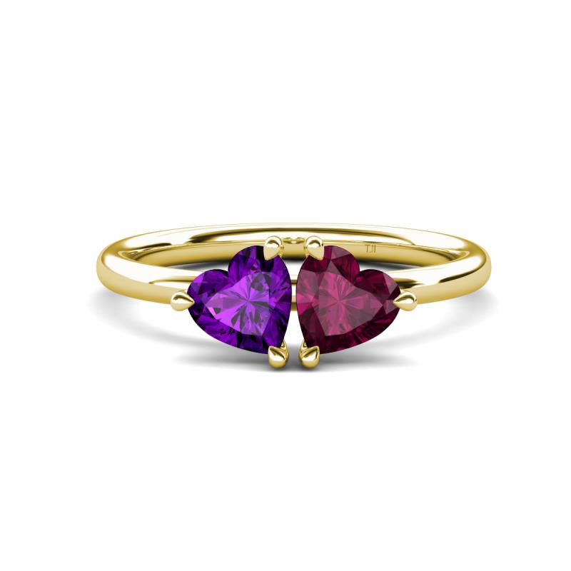 Francesca 1.78 ctw Heart Shape (6.00 mm) Amethyst & Rhodolite Garnet Toi Et Moi Engagement Ring 