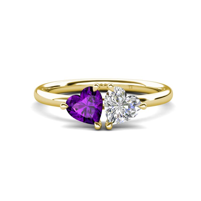 Francesca 1.38 ctw Heart Shape (6.00 mm) Amethyst & Moissanite Toi Et Moi Engagement Ring 