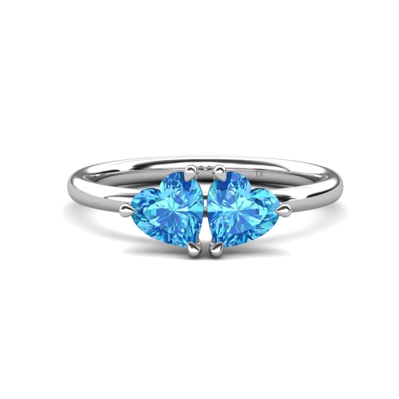 Francesca 2.00 ctw Heart Shape (6.00 mm) Blue Topaz Toi Et Moi Engagement Ring 