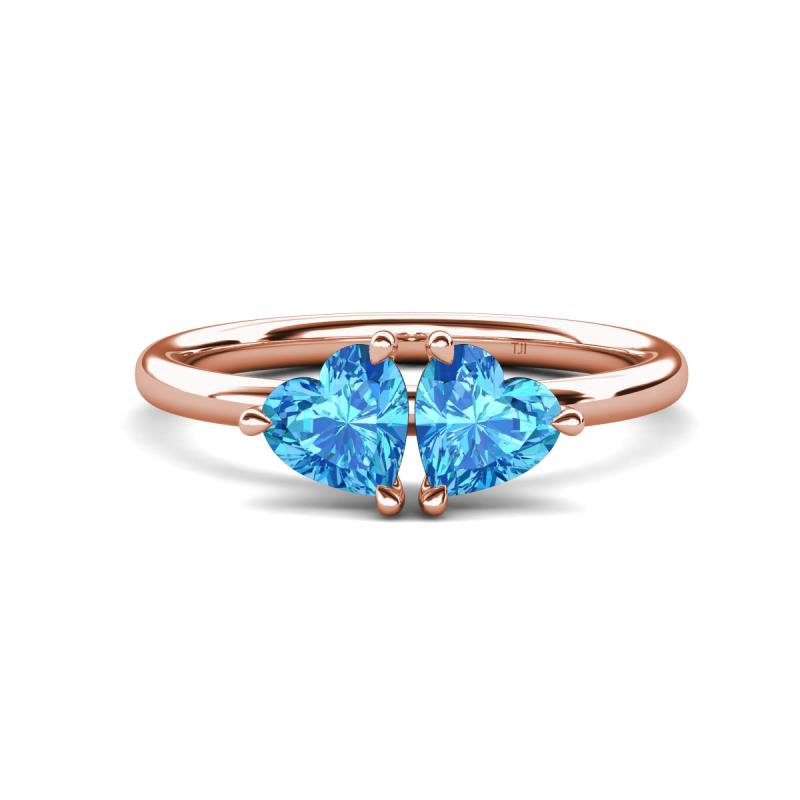 Francesca 2.00 ctw Heart Shape (6.00 mm) Blue Topaz Toi Et Moi Engagement Ring 