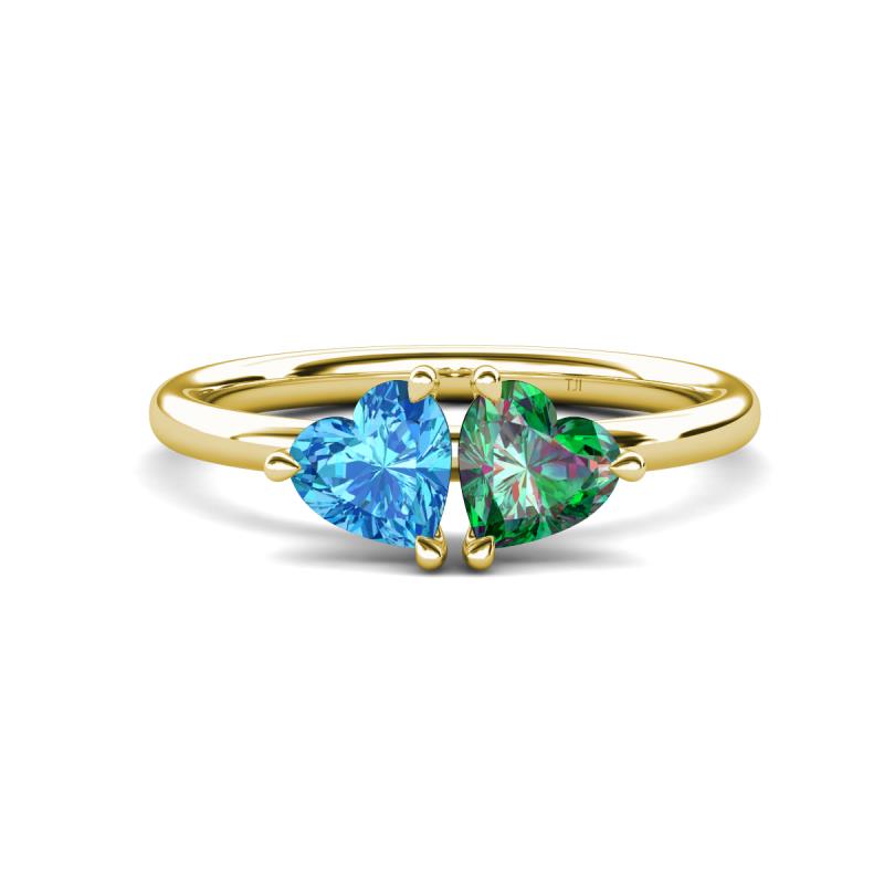 Francesca 1.75 ctw Heart Shape (6.00 mm) Blue Topaz & Lab Created Alexandrite Toi Et Moi Engagement Ring 