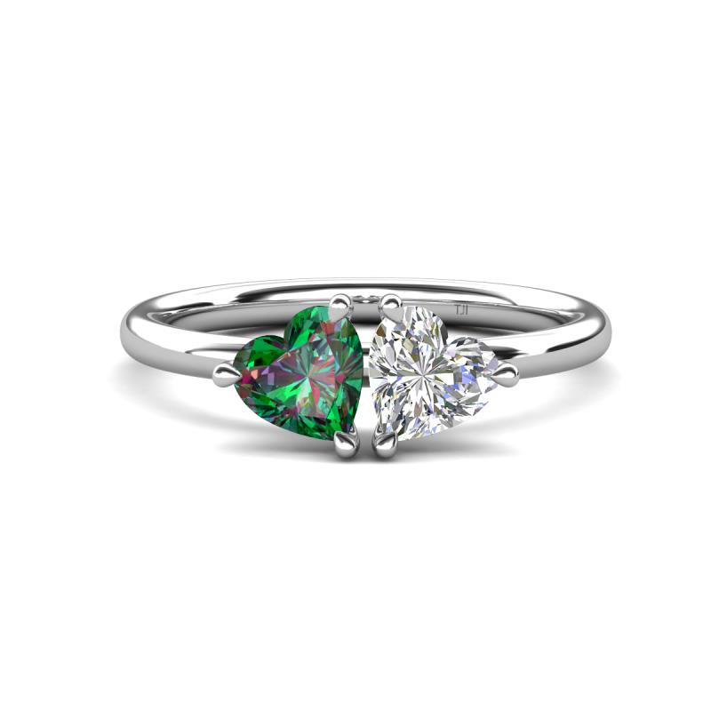 Francesca 1.60 ctw Heart Shape (6.00 mm) Lab Created Alexandrite & IGI Certified Lab Grown Diamond Toi Et Moi Engagement Ring 
