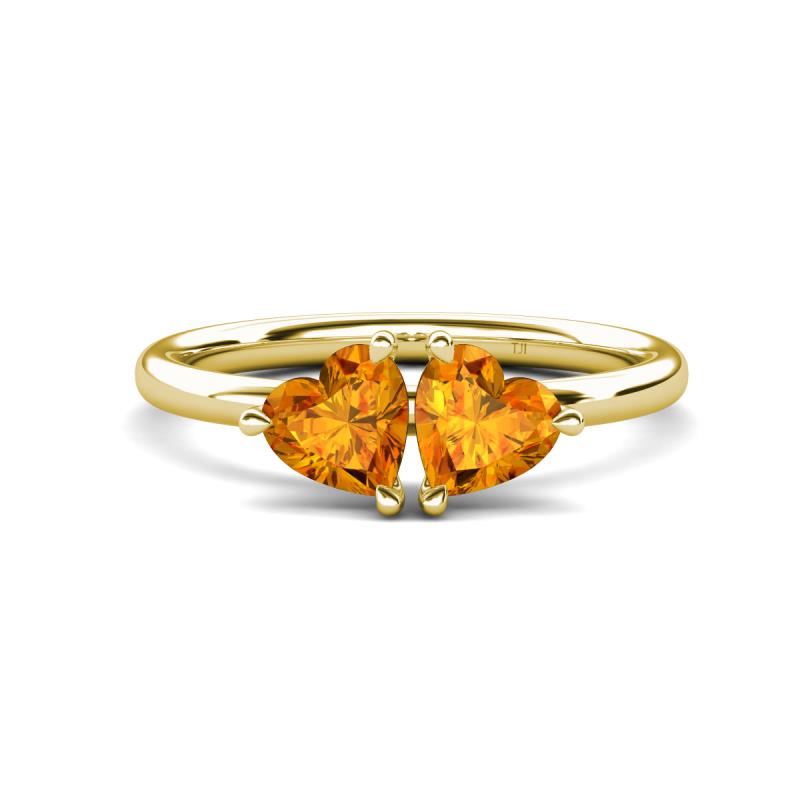 Francesca 1.36 ctw Heart Shape (6.00 mm) Citrine Toi Et Moi Engagement Ring 