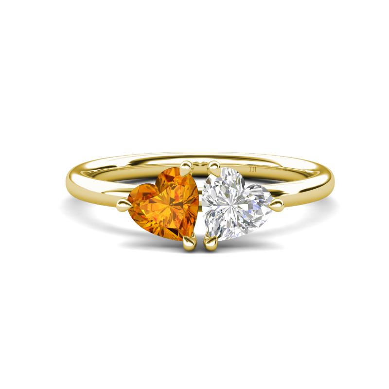 Francesca 1.58 ctw Heart Shape (6.00 mm) Citrine & Lab Created White Sapphire Toi Et Moi Engagement Ring 