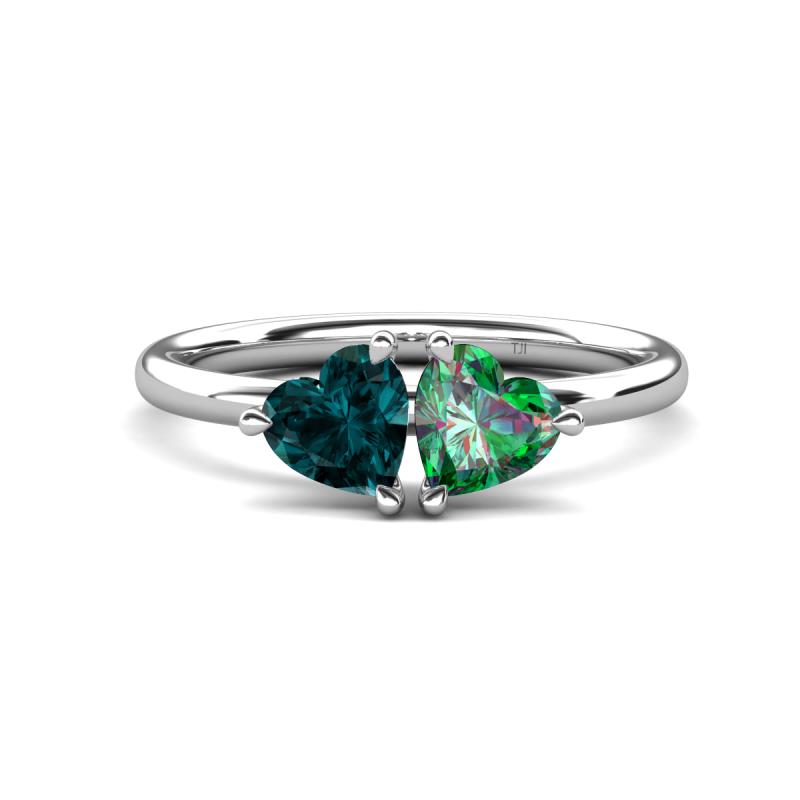 Francesca 1.75 ctw Heart Shape (6.00 mm) London Blue Topaz & Lab Created Alexandrite Toi Et Moi Engagement Ring 