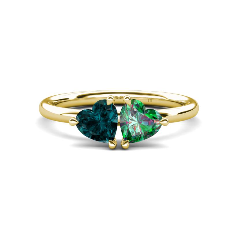 Francesca 1.75 ctw Heart Shape (6.00 mm) London Blue Topaz & Lab Created Alexandrite Toi Et Moi Engagement Ring 