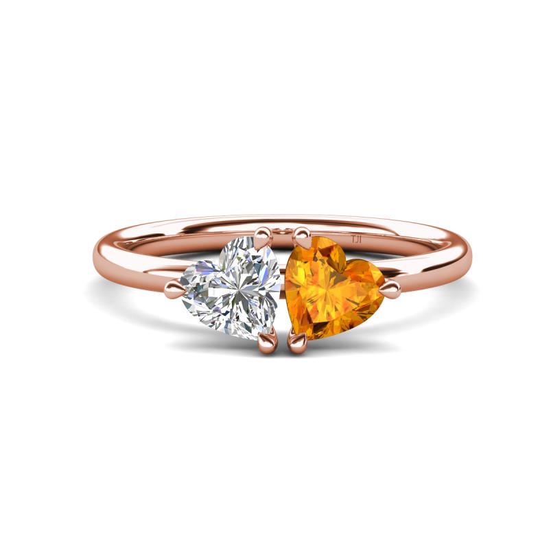 Francesca 1.38 ctw Heart Shape (6.00 mm) Moissanite & Citrine Toi Et Moi Engagement Ring 