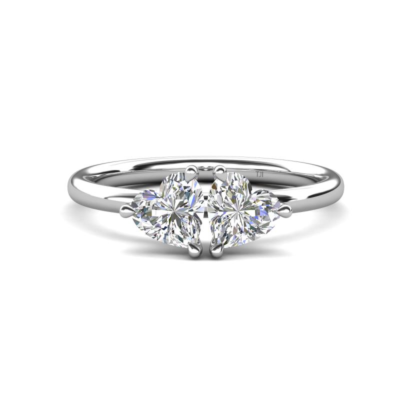 Francesca 1.55 ctw Heart Shape (6.00 mm) Moissanite & GIA Certified Natural Diamond Toi Et Moi Engagement Ring 