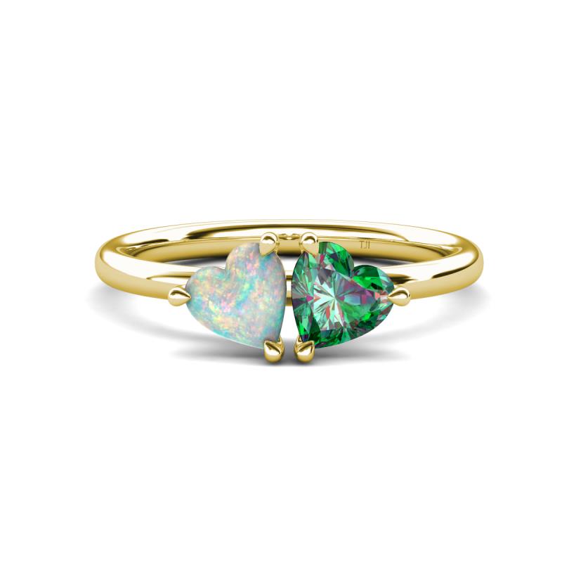 Francesca 1.20 ctw Heart Shape (6.00 mm) Opal & Lab Created Alexandrite Toi Et Moi Engagement Ring 