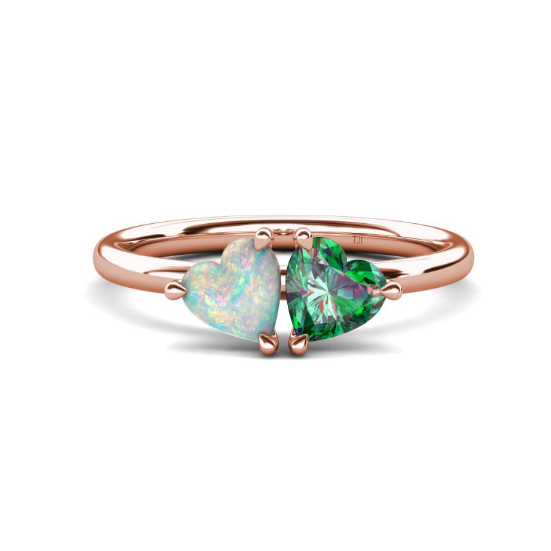 Francesca 1.20 ctw Heart Shape (6.00 mm) Opal & Lab Created Alexandrite Toi Et Moi Engagement Ring 