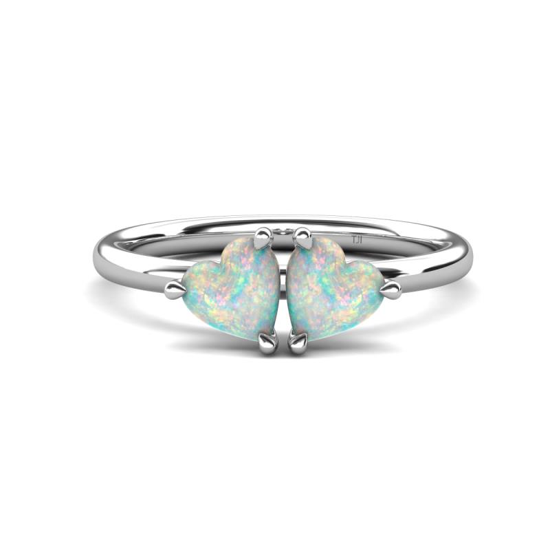 Francesca 0.90 ctw Heart Shape (6.00 mm) Opal Toi Et Moi Engagement Ring 