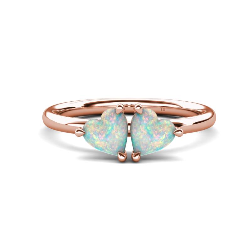 Francesca 0.90 ctw Heart Shape (6.00 mm) Opal Toi Et Moi Engagement Ring 