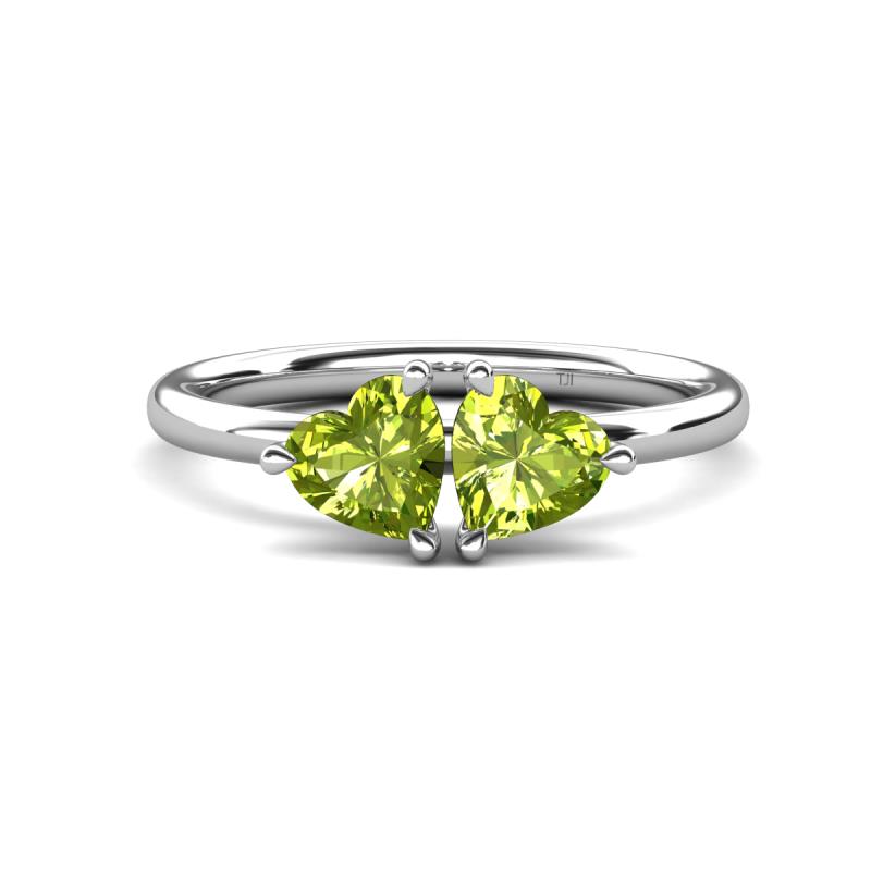 Francesca 1.90 ctw Heart Shape (6.00 mm) Peridot Toi Et Moi Engagement Ring 