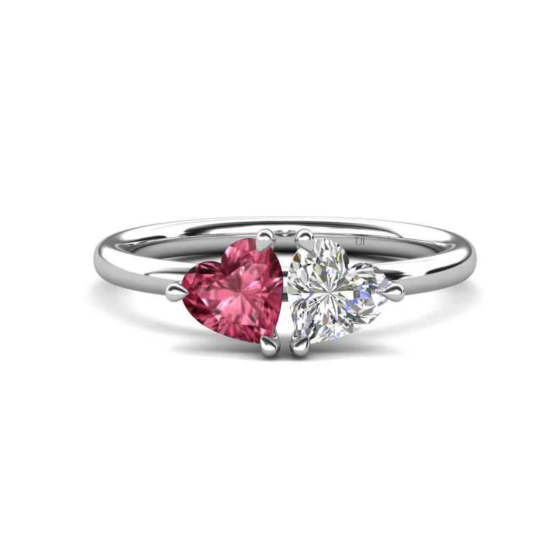 Francesca 1.50 ctw Heart Shape (6.00 mm) Pink Tourmaline & Moissanite Toi Et Moi Engagement Ring 