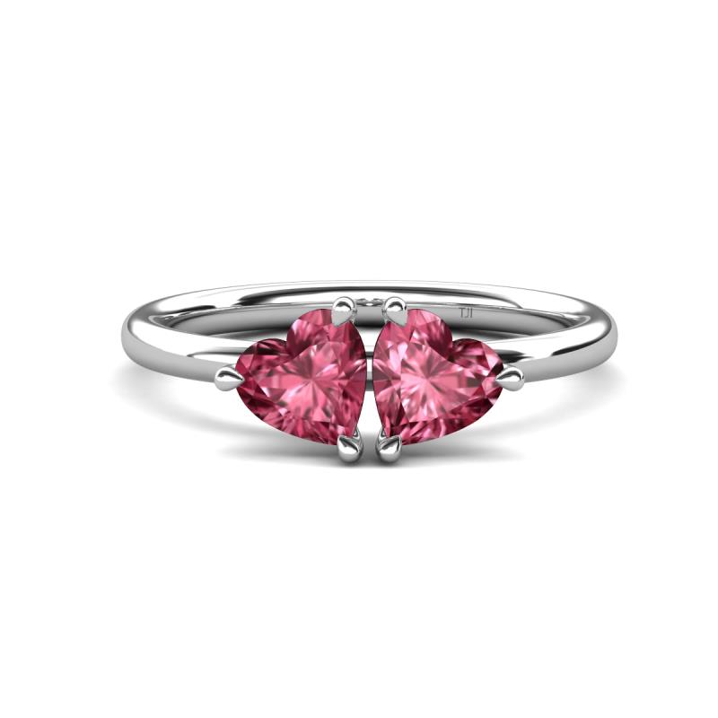 Francesca 1.60 ctw Heart Shape (6.00 mm) Pink Tourmaline Toi Et Moi Engagement Ring 